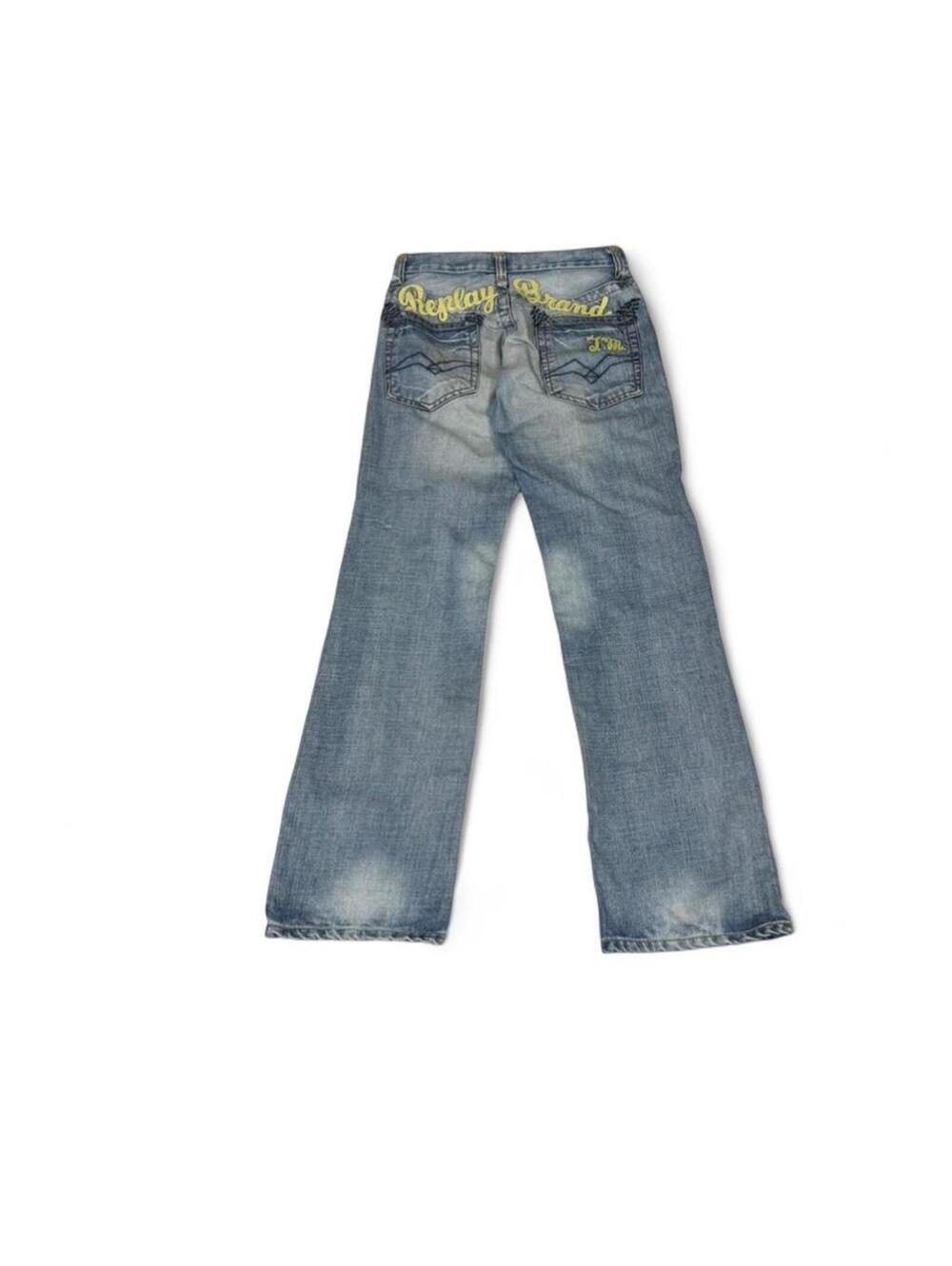 Y2K Replay denim jeans with embroidered design on back